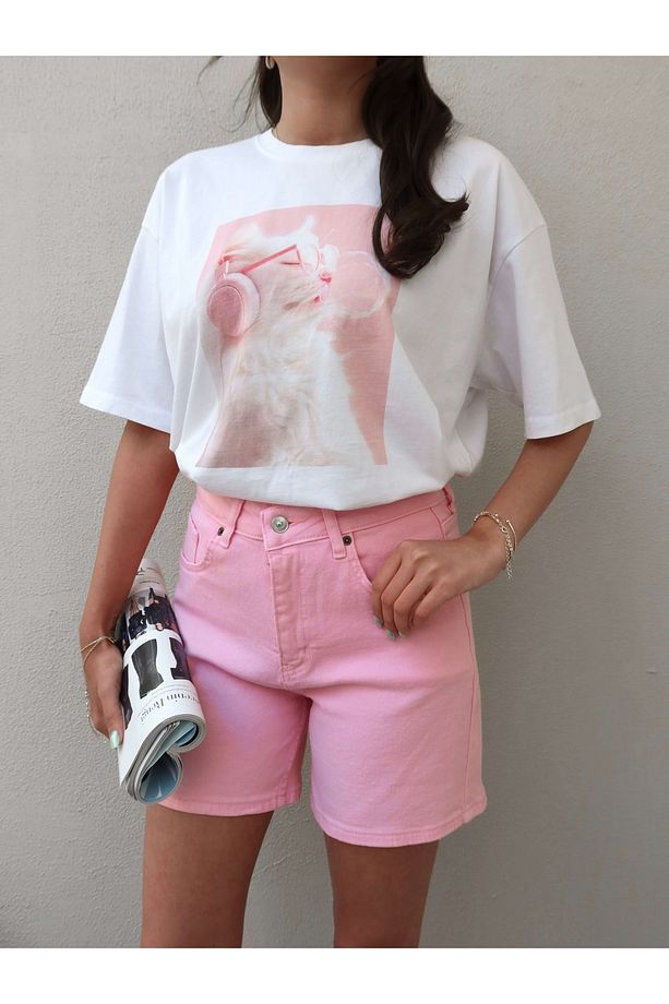 Pembe Bermuda Şort - 4