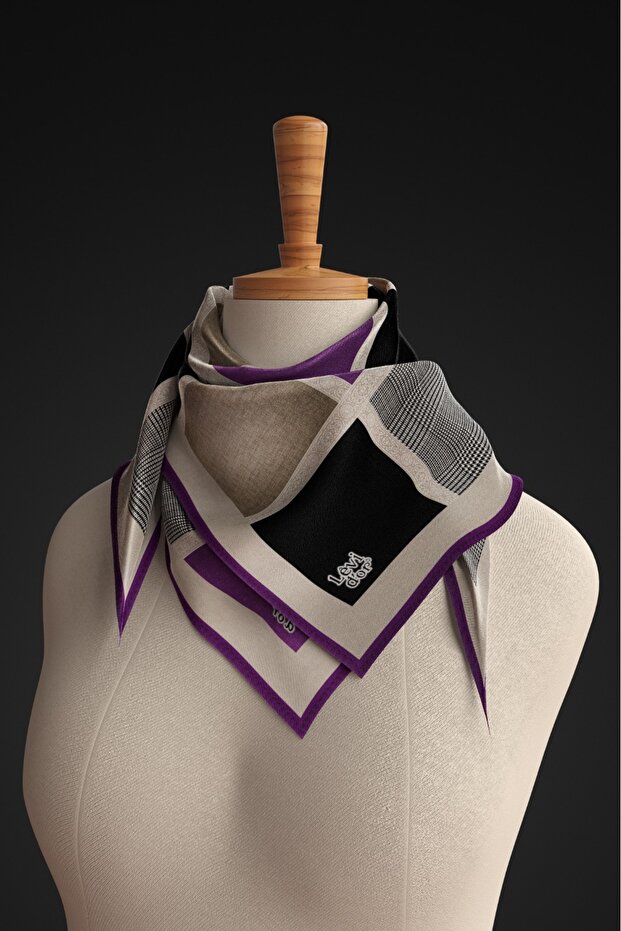 وشاح كريستالي لامع بنمط مربعات هندسية - 3