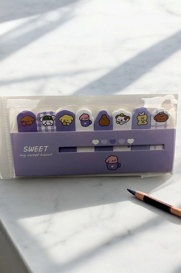 Sevimli Ayıcıklı Mor Mini Yapışkanlı Not Kağıdı Postit - 4