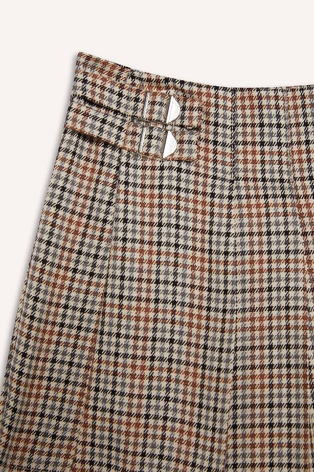 Kız Çocuk Beli Lastikli Ekose Pileli Twill Şort Etek C9652a824au - 2