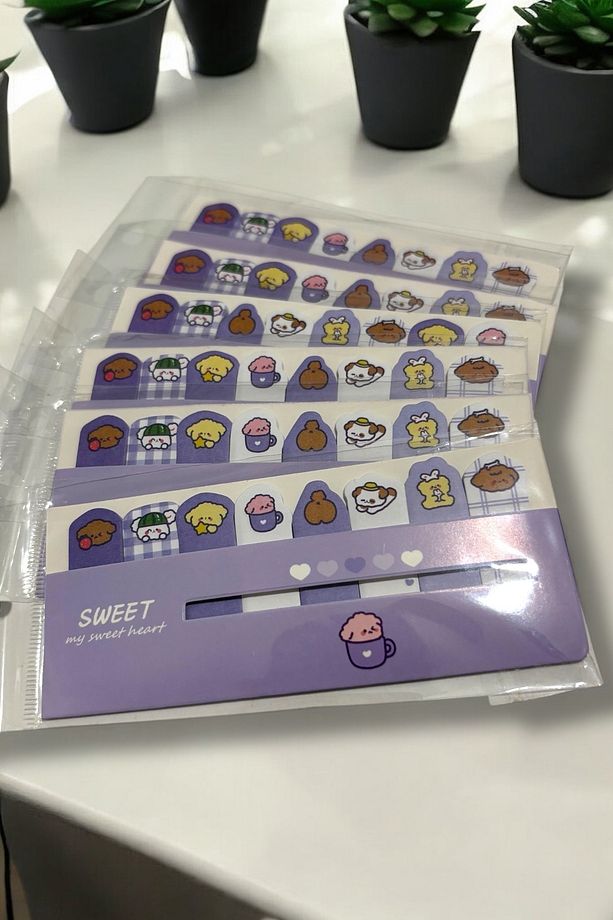 Sevimli Ayıcıklı Mor Mini Yapışkanlı Not Kağıdı Postit - 5