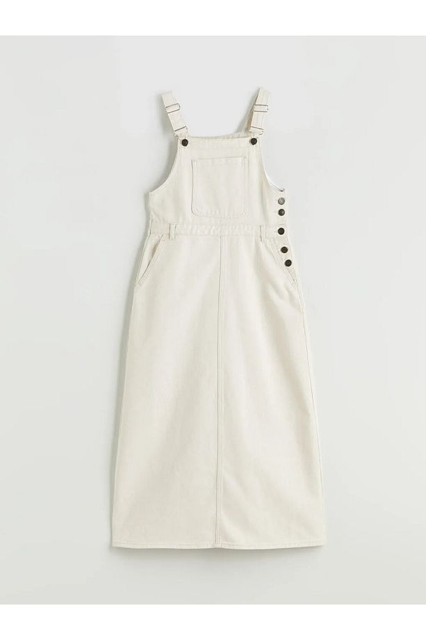 LCW Modest Bej Kare Yaka Jean Salopet - 1