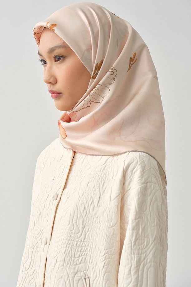 Süregan Twill İpek Eşarp - Pudra - 2