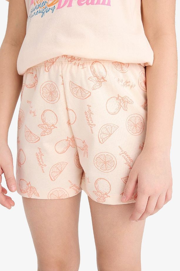 Kız Çocuk Pijama Takımı Baskılı Kısa Kollu Üst Desenli Şort E6234A825SM - 6