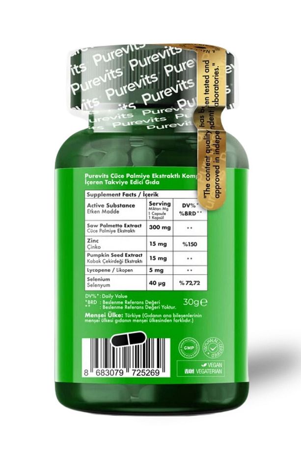 Saw Palmetto Complex-cüce Palmiye-çinko-kabak Çekirdeği Ekstraktı-likopen-selenyum 60 Adet Veg Cap - 4