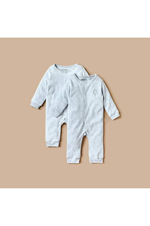 Assorted Long Sleeves Sleepsuit with Button Closure - Set of 2 - 1