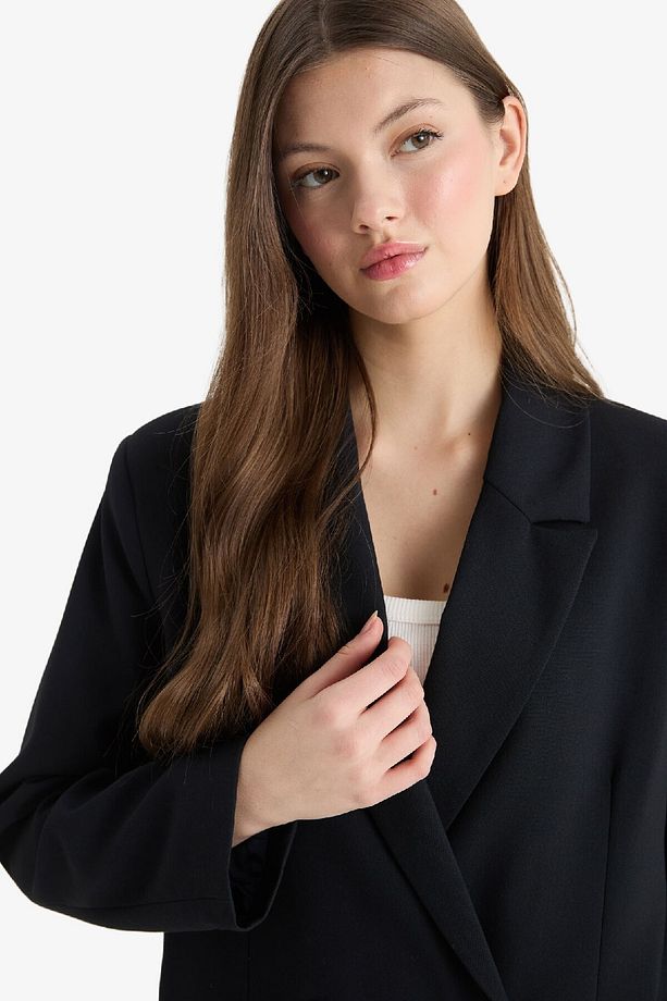 Oversize Geniş Kalıp Basic Düz Blazer Ceket C2575AX25SP - 4