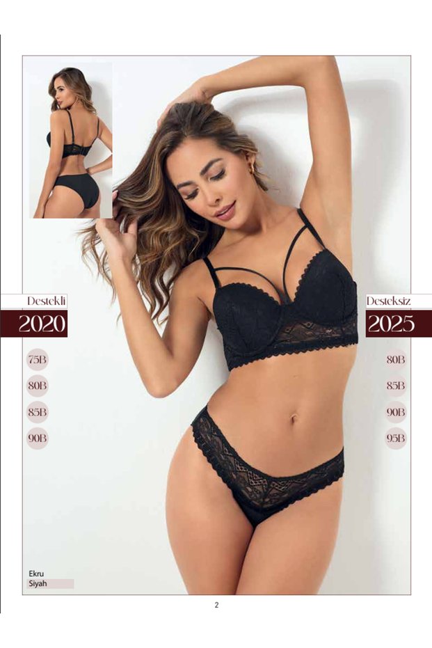 Lace Detailed Bra Panty Set (Size-Color Selection)