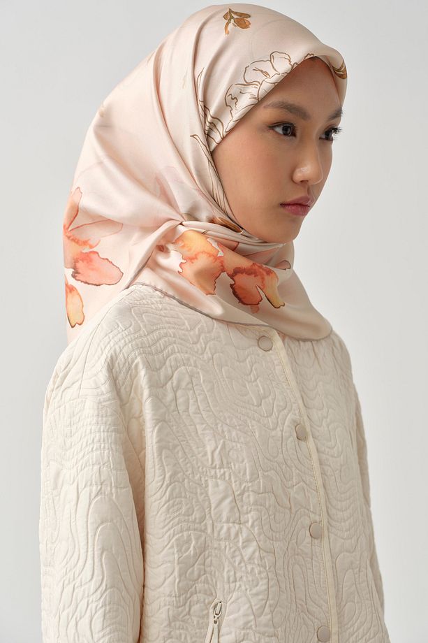 Süregan Twill İpek Eşarp - Pudra - 3