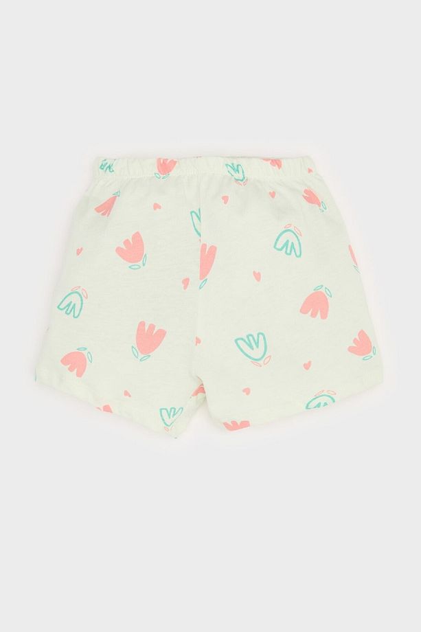 Kız Bebek Pijama Takımı Çiçekli Kısa Kollu Penye Üst Beli Lastikli Şort E4614A525SM - 3