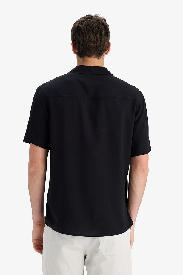 Regular Fit Apaş Yaka Yazlık Kısa Kollu Siyah Gömlek E2533ax25sm - 6