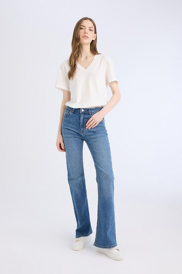 Mia Yüksek Bel Geniş Paça Jean Pantolon D6640AX25SP - 6