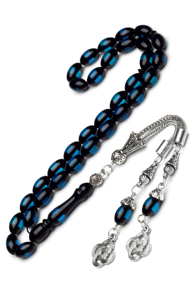 Men's 7X11Mm Blue Vernier Scented Powder Amber Prayer Beads