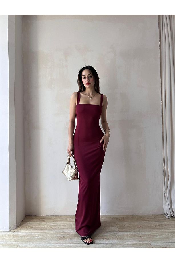 LOVELACE Maxi Elbise 3922 - Bordo - 2