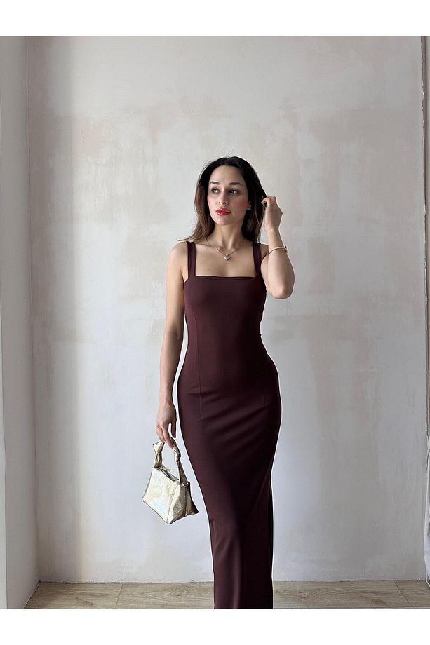 LOVELACE Maxi Elbise 3922 - Acı Kahve - 1