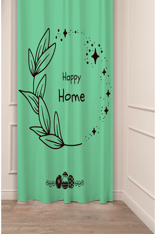 Happy Home Happy Home Leaf Bohemian Patterned Special Design Digital Printed (Single Wing) Stylish Background Curtain