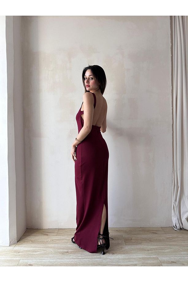 LOVELACE Maxi Elbise 3922 - Bordo - 3