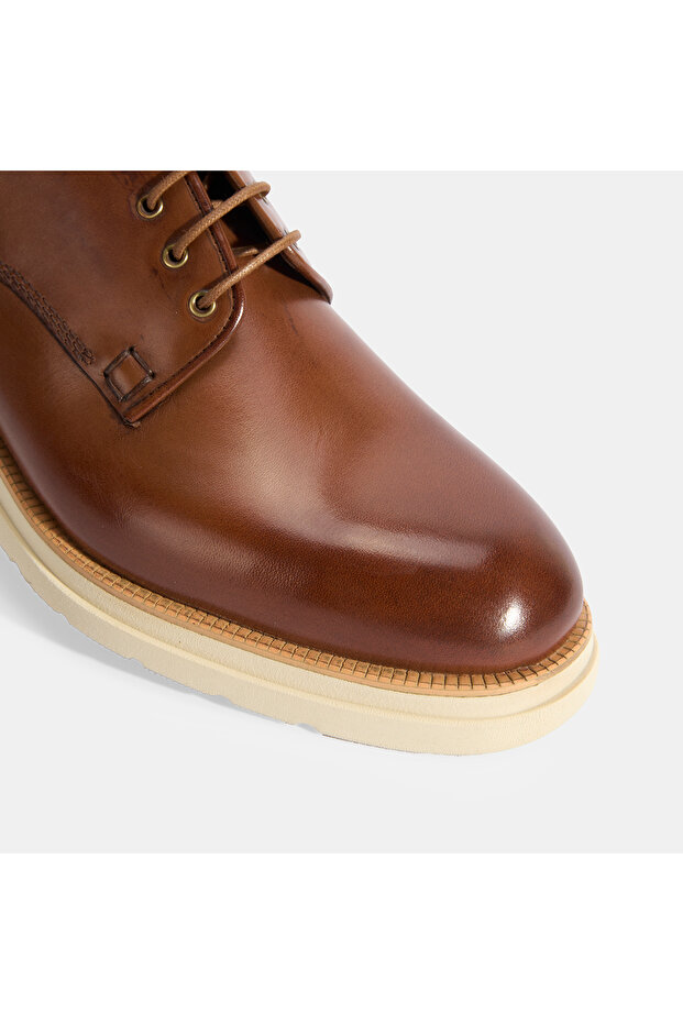 Erkek Taba Bağcıklı Deri Günlük Ayakkabı - 6