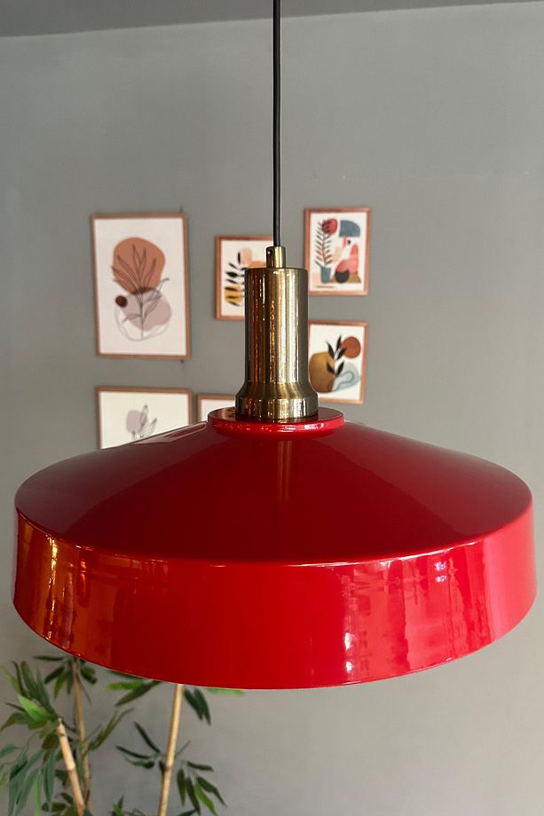 Açe Kırmızı Tekli Eskitme Fener Başlık Avize Retro Sarkıt Ofis Showroom Salon Mutfak Avizeleri - 4