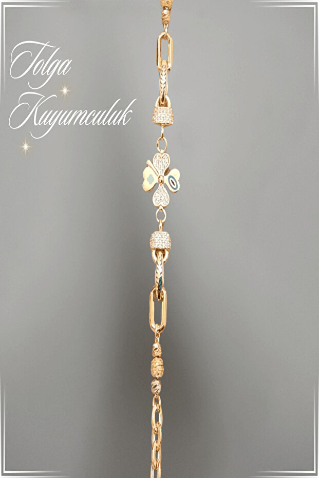 Gümüş Yonca Model Mineli Bileklik - 1