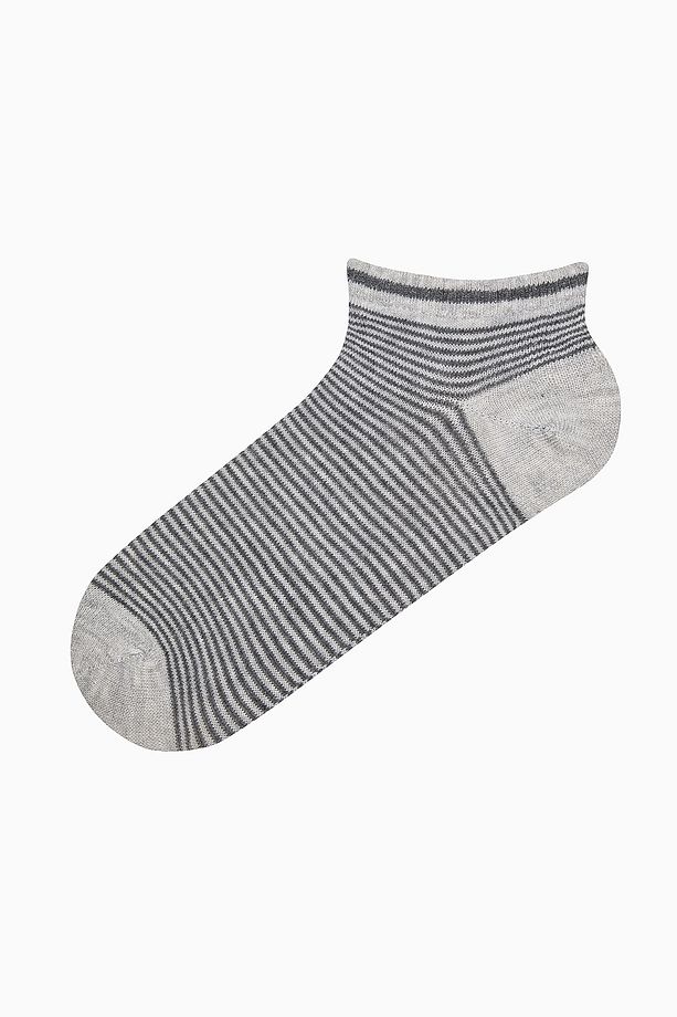 Mixed Pattern Siyah Gri 5li Patik Çorap - 3