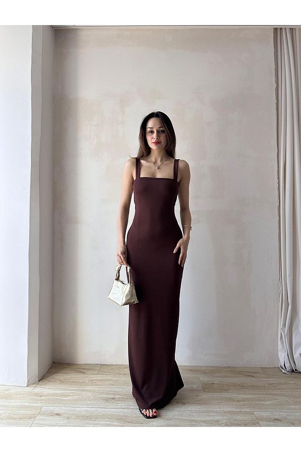 LOVELACE Maxi Elbise 3922 - Acı Kahve - 2
