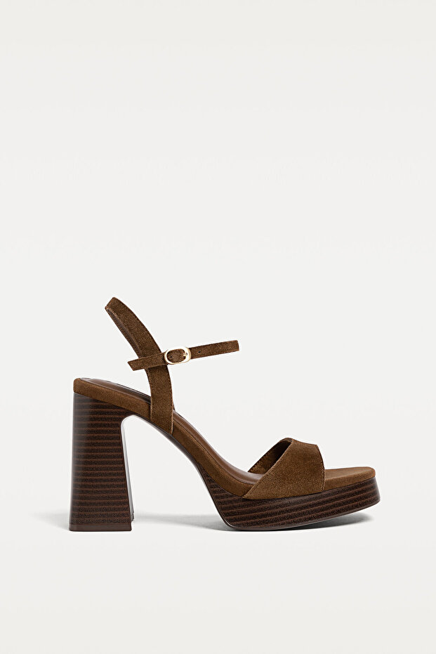Platformlu süet sandalet - 1