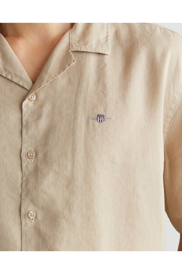 Erkek Bej Kısa Kollu Gömlek - 5
