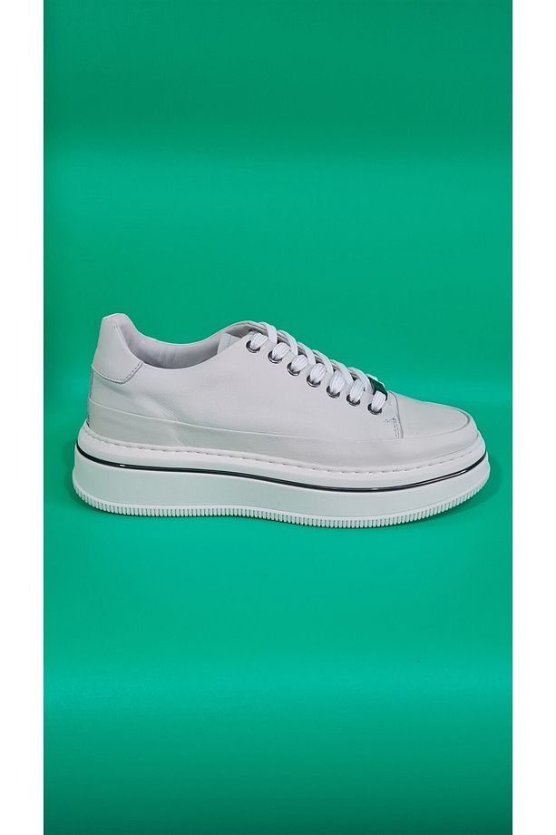 Bağcıklı Kalın Düz Taban Kat Deri Model Erkek Sneaker Ayakkabı 21102 - 2