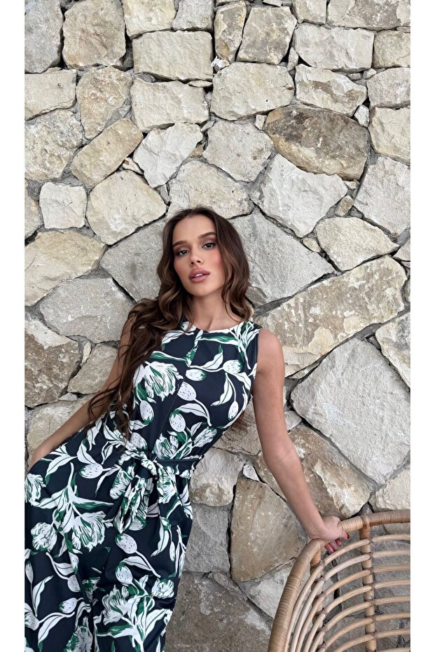 بذلة طويلة منقوشة مع جيوب جانبية - 2