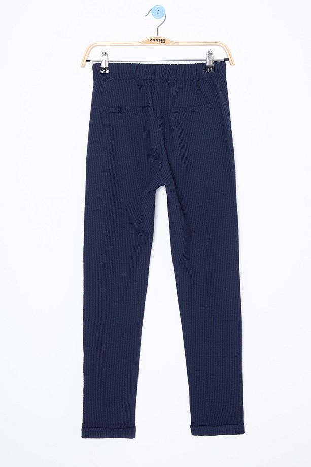 Lacivert Beli Bağcıklı Duble Paça Erkek Çocuk Jogger Pantolon 20041 - 3