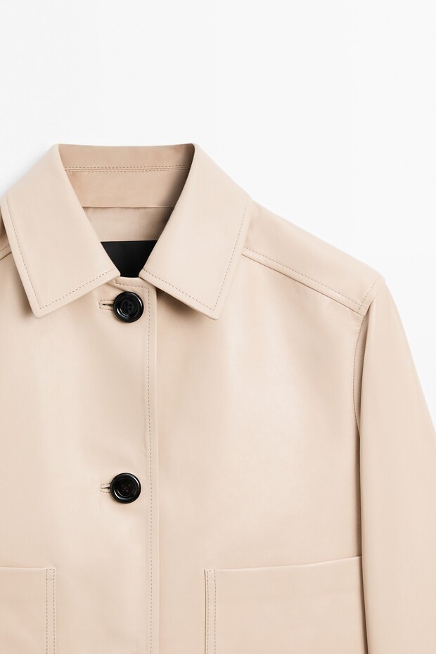 Crop napa deri ceket - 7