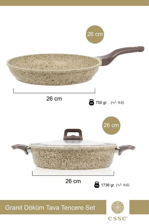 Döküm Tencere Tava Seti 26 cm kısa tencere 26 cm tava - 2