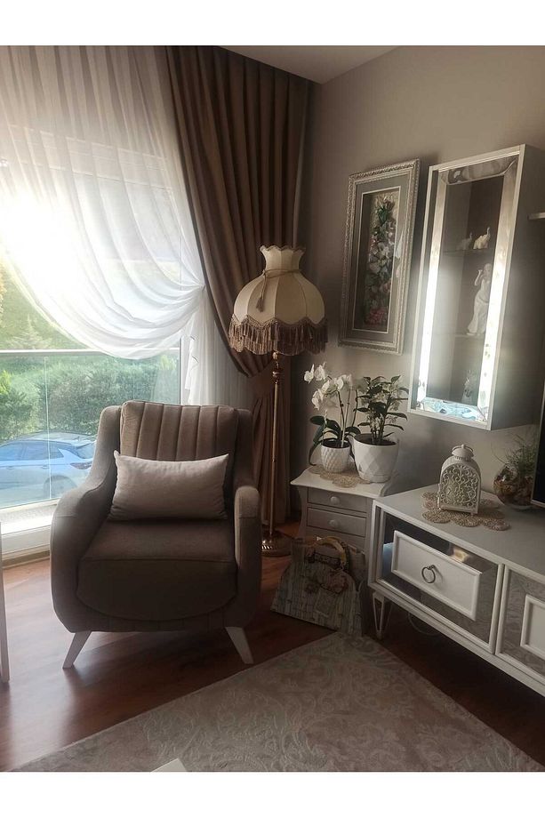 Klasik Lambader Vizon Başlık Bronz Ayak 170cm. - 4