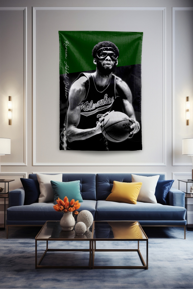 Kareem Abdul Jabbar Basketbol Duvar Örtüsü Duvar Halısı Birinci Kalite Kumaş - 1