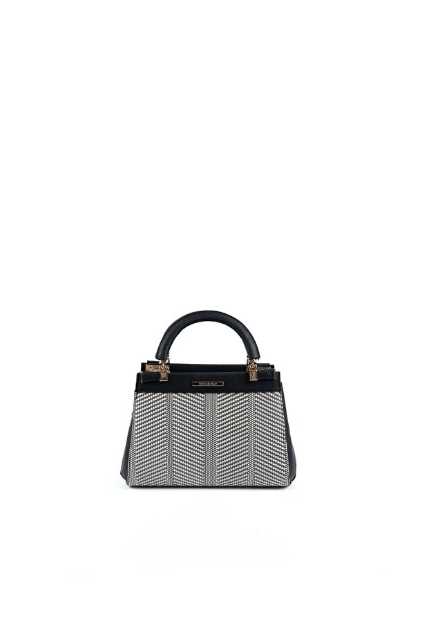 Black and White - Black Straw Women's Handbag Sp1193