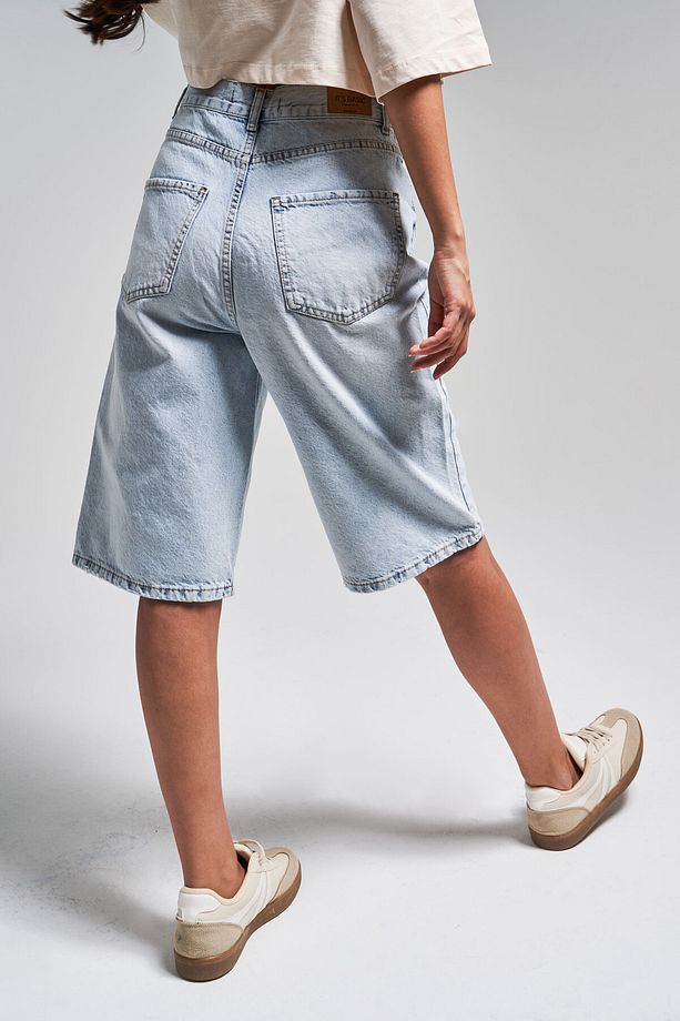 Kadın Snow Kot Rengi 4s5-3 Maxi Boy %100 Koton Denim Bermuda Şort - 4