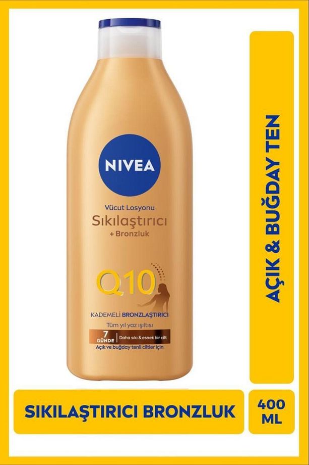 Q10 Sıkılaştırıcı Bronzlaştırıcı Vücut Losyonu 400ml, 7 Günde Sıkılaşma,Açık Buğday Ten,Normal Cilt - 1