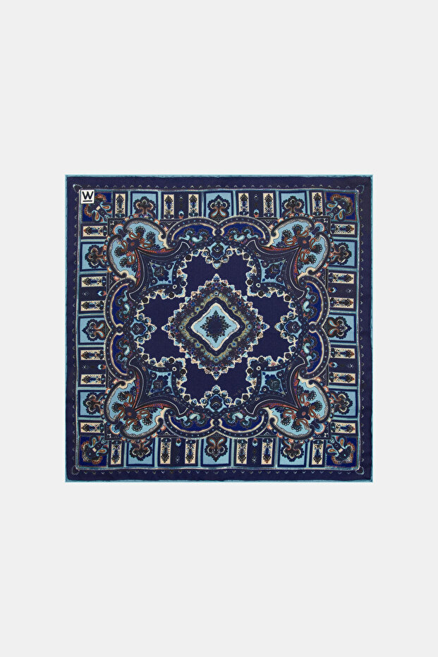 LACİVERT İPEK MENDİL - 1