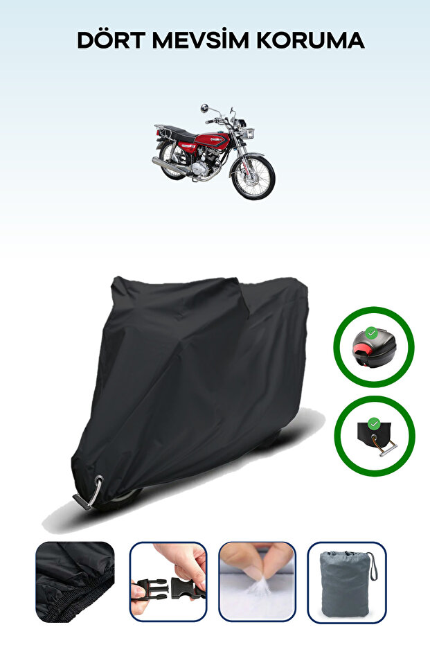 Black (Kuba Cheetah 50R Gold) Motorcycle Tarpaulin, Rear Bag and Lock Compatible