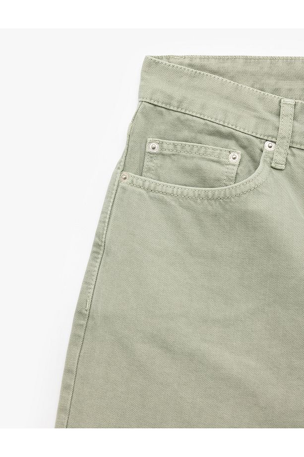 Normal Bel Pamuklu Cep Detaylı Bermuda Loose Fit Jean Şort - 6
