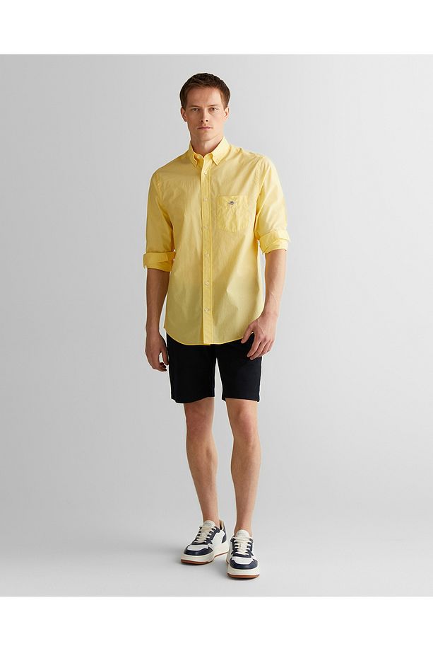 Erkek Sarı Regular Fit Düğmeli Yaka Poplin Gömlek - 3