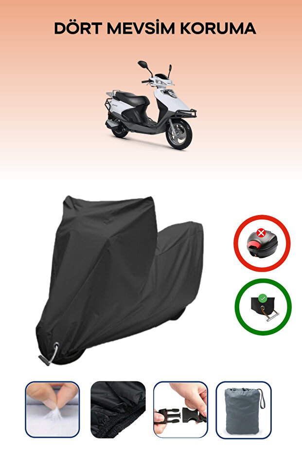 Black, Rks Spontini 110/125, Motorcycle Tarpaulin, Lock Compatible, Rear Bag Incompatible