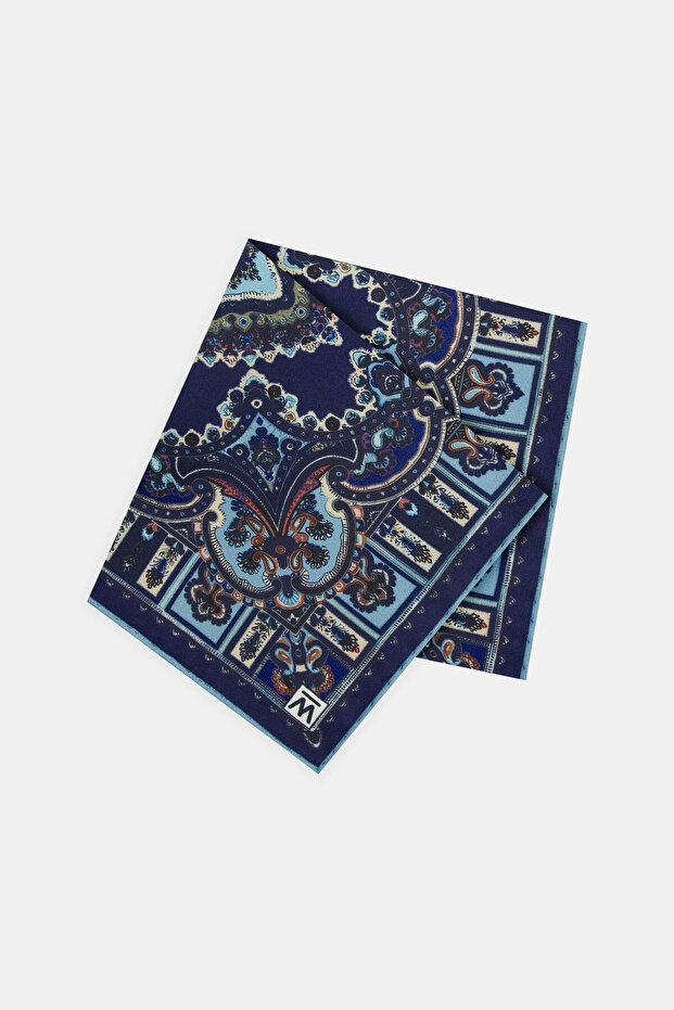 LACİVERT İPEK MENDİL - 2