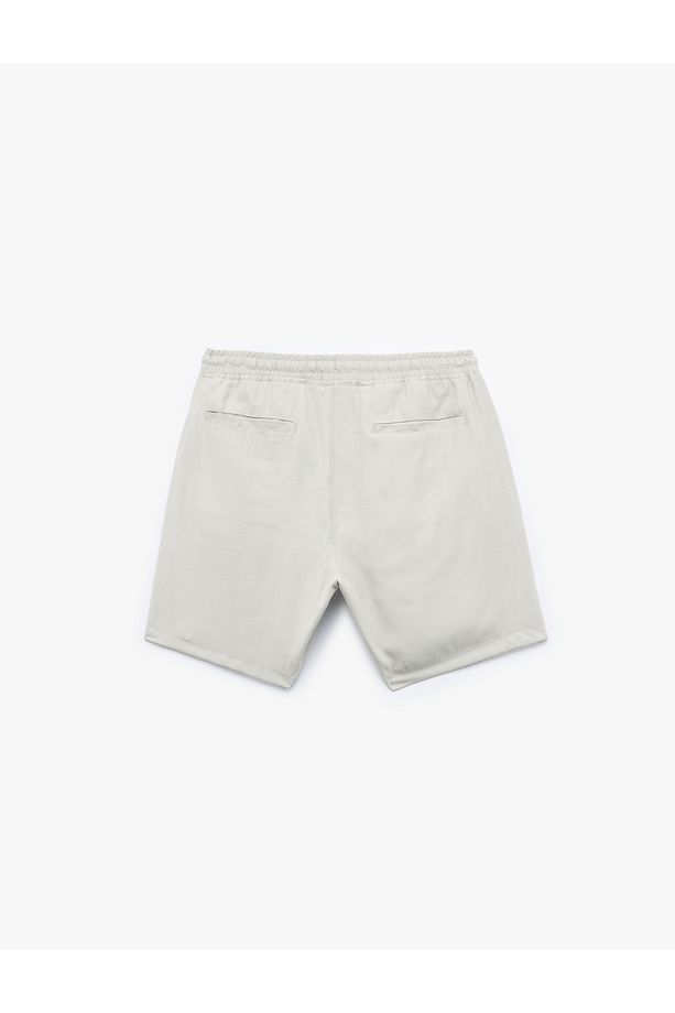Viskon Cep Detaylı Rayon Beli Bağcıklı Bermuda Chino Yazlık Şort - 4