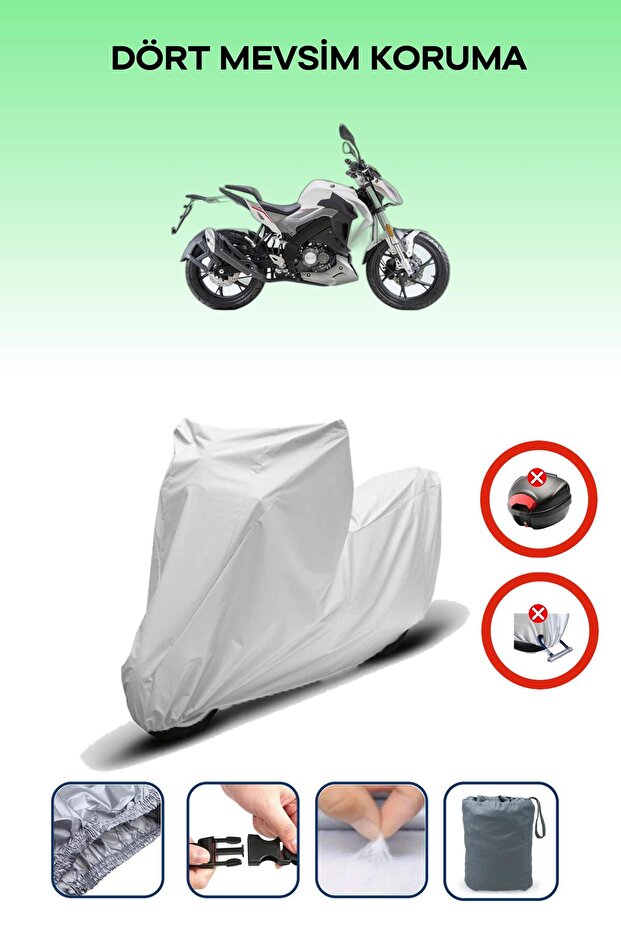 Gray "Benelli 125-S" Motorcycle Tarpaulin, Tailbag and Lock Do Not Match