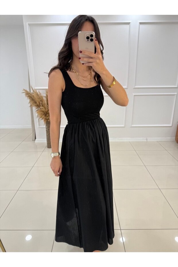 ASKILI POPLİN ELBİSE - 2