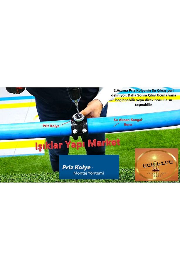 Priz Kolye -Hırsız Kelepçe-Su Alma Kelepçesi -Kaplin -Vidalı -Siyah -Ø40-1/2" - 5