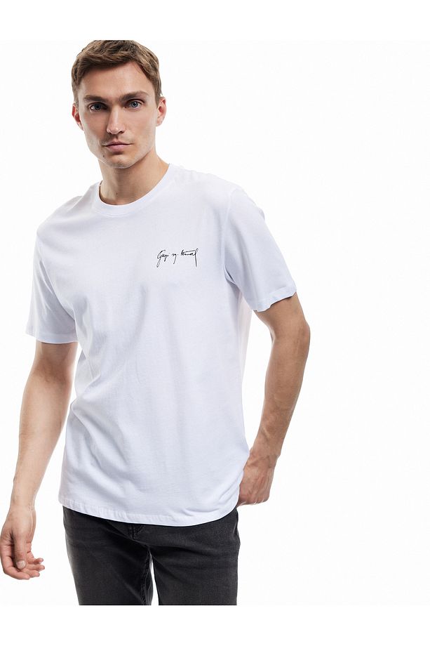Kısa Kollu Bisiklet Yaka Regular Fit Pamuklu Arkası Baskılı Atatürk Tişört - 2