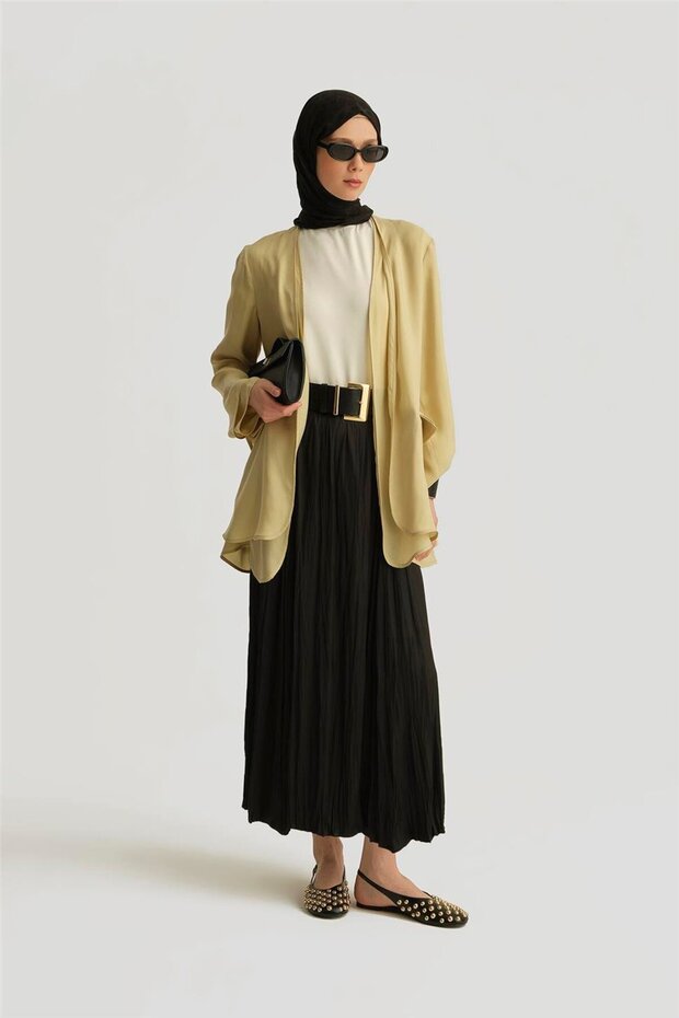Crinkled Satin Skirt 25Yh5601 Black